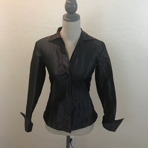 Donna Karan Collection  Silk Blend Button Up Top